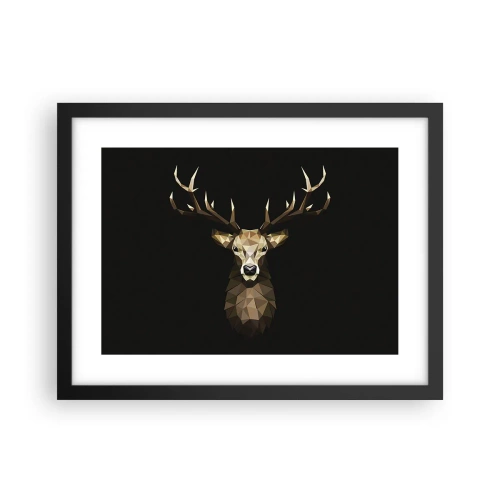 Plakat i sort ramme - Kubistisk hjort - 40x30 cm