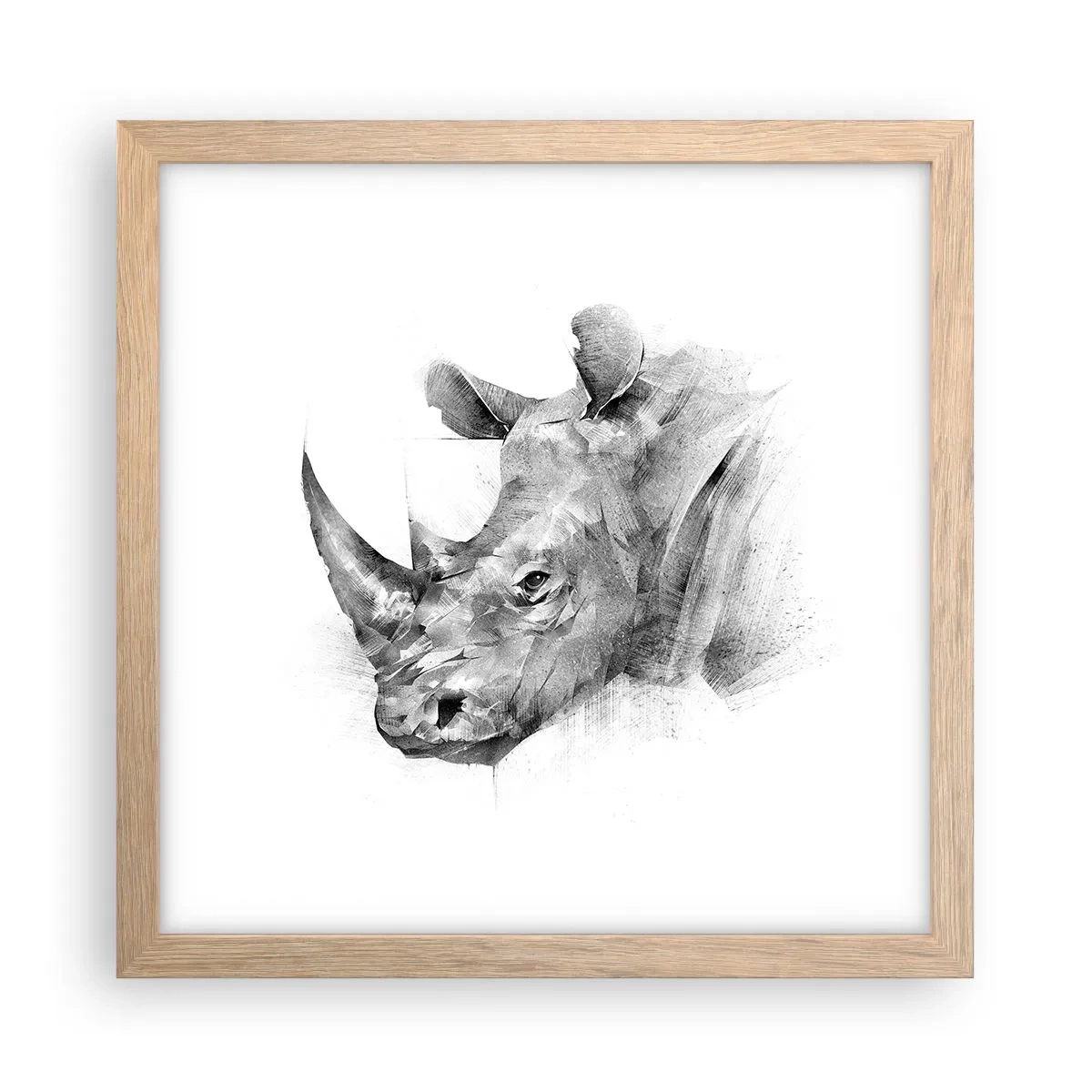 Plakat i ramme af lyst egetræ - Afrikansk portræt - 30x30 cm