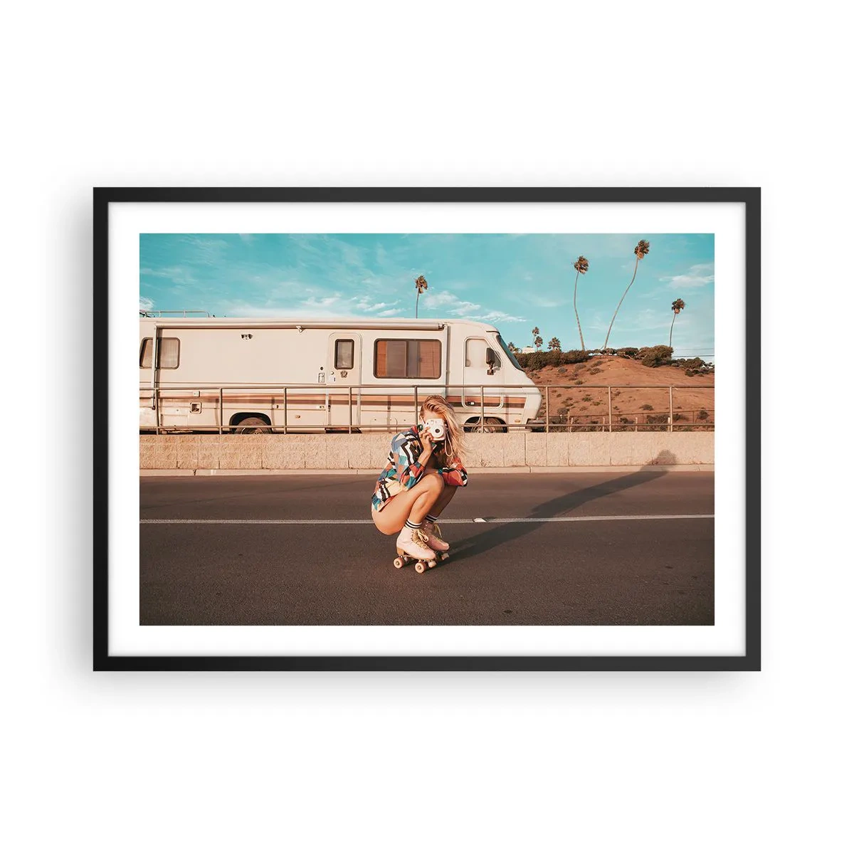 Plakat i sort ramme - Smil, tak! - 70x50 cm