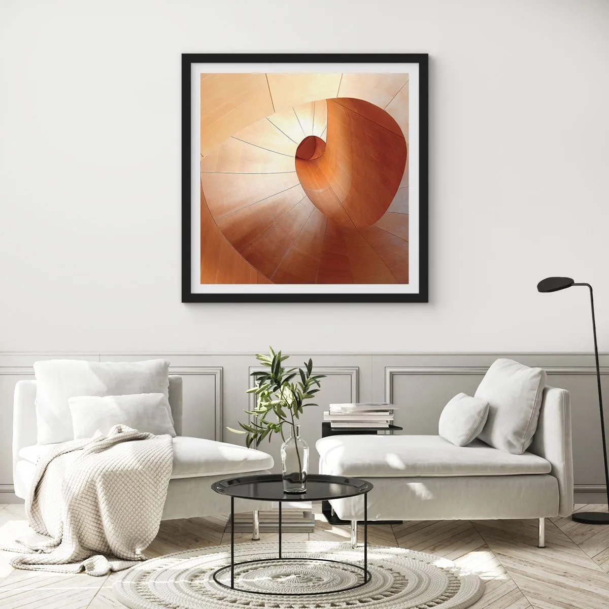 Plakat i sort ramme - Arkitektonisk serpentin - 60x60 cm