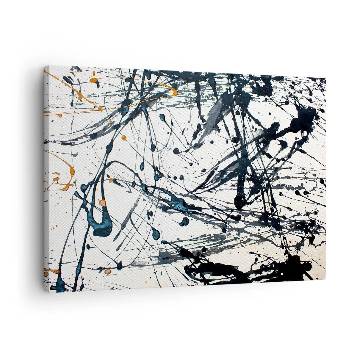 Lærredstryk - Billede på lærred - Abstrakt malerimønster med dynamiske linjer og pletter - 70x50cm - Med eller uden fornuft? - Moderne vægdekoration til stue og soveværelse ARTTOR