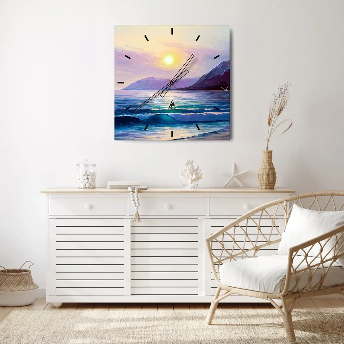 Vægur, Uret - Vand- og luftkrystal - 40x40 cm