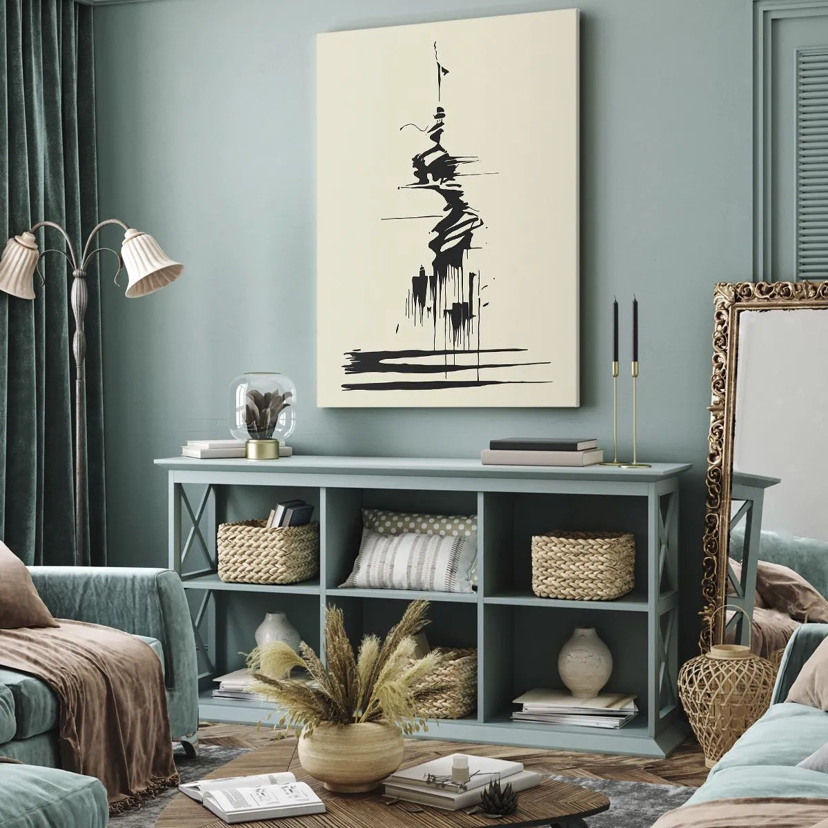 Lærredstryk - Billede på lærred - Skyndsom abstraktion - 70x100 cm