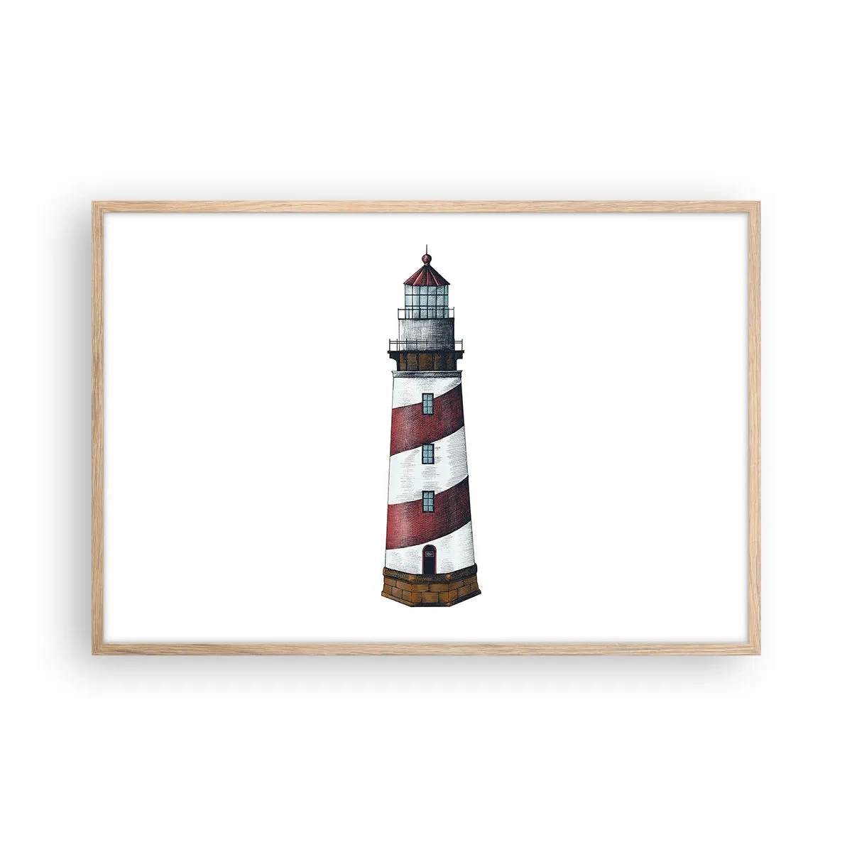 Plakat i ramme af lyst egetræ - Altid på vagt - 91x61 cm