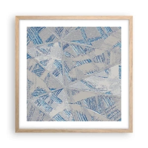 Plakat i ramme af lyst egetræ - I en gråblå labyrint - 50x50 cm