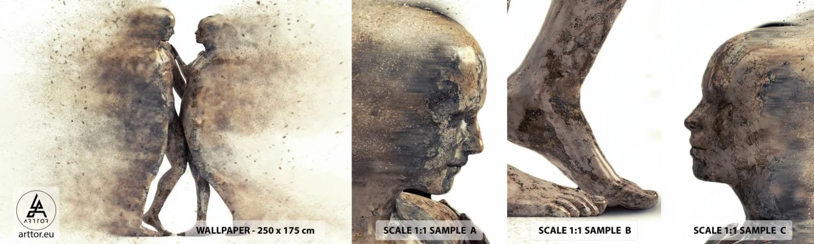 Prøve Fototapet Selvklæbende Deluxe Sticker - Fra støv steg de til kærlighed - Abstraktion, Kvinde og mand, Elsker - 100x30 cm