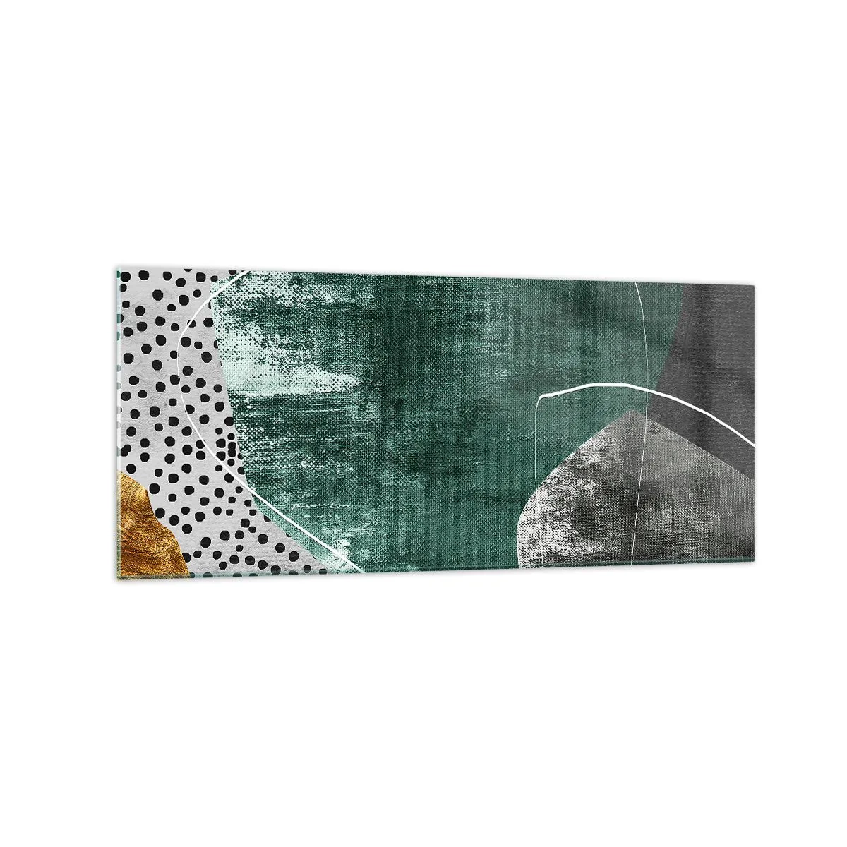 Billede på glas - Farverig abstraktion med en guldflager - 120x50 cm