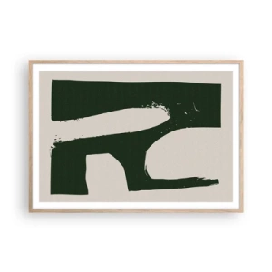 Plakat i ramme af lyst egetræ - Bugter af hvidt - 100x70 cm