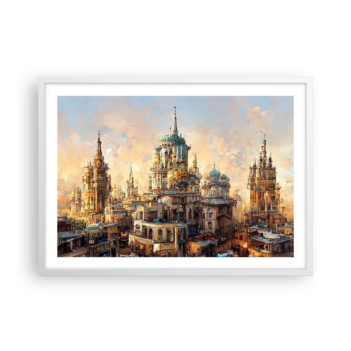 Plakat i hvid ramme - En by af byer - 70x50 cm