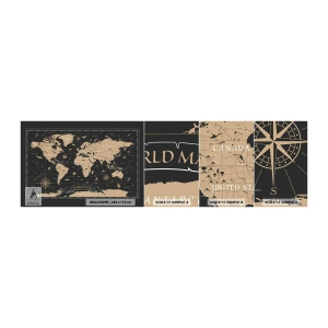Prøve Fototapet Selvklæbende Deluxe Sticker - Grænserne for min verden - Verdenskort, Årgang, Retro - 100x30 cm