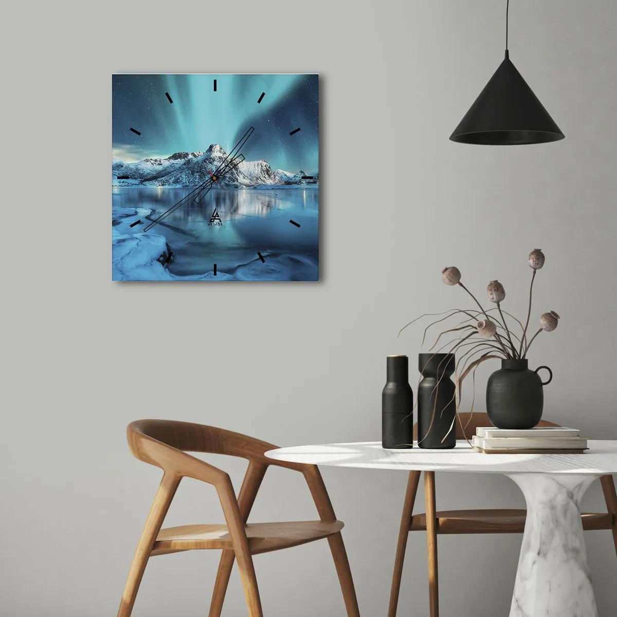 Vægur, Uret - Nat med lys - 40x40 cm