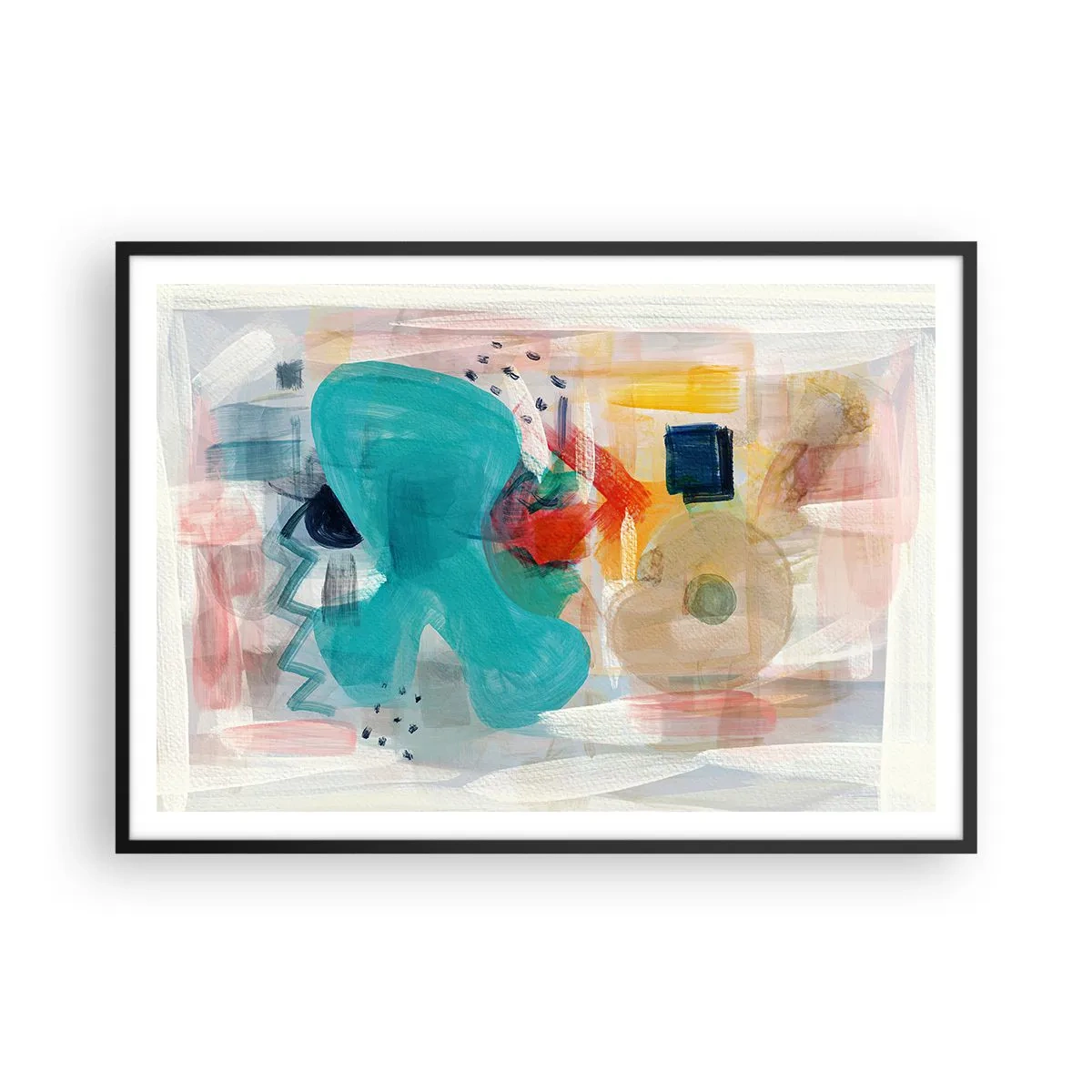 Plakat i sort ramme - Et farverigt spil - 100x70 cm