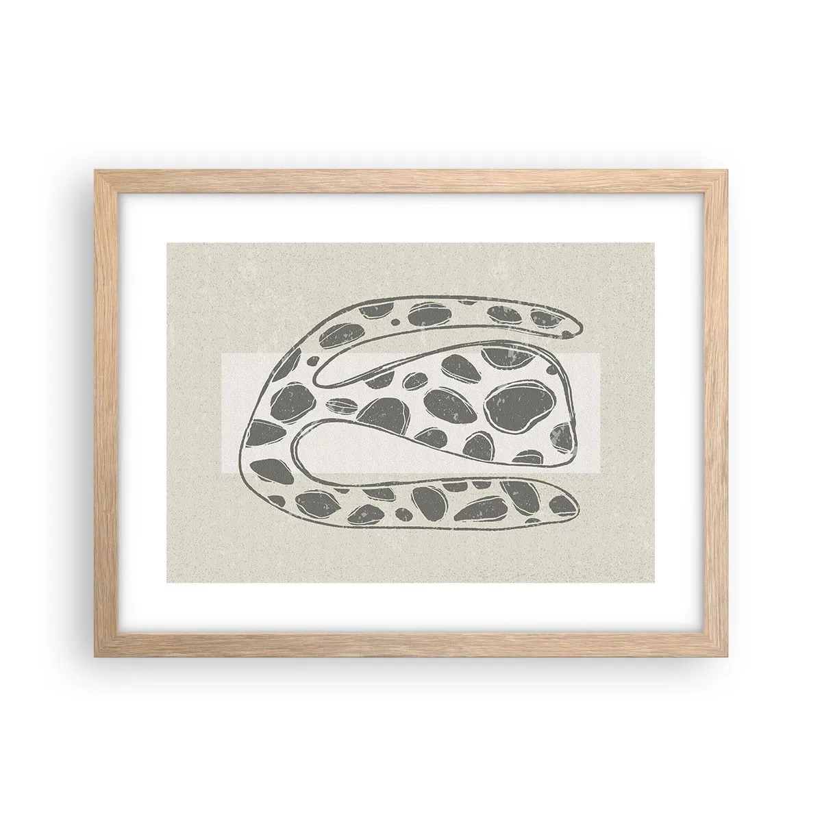 Plakat i ramme af lyst egetræ - Bizart væsen - 40x30 cm