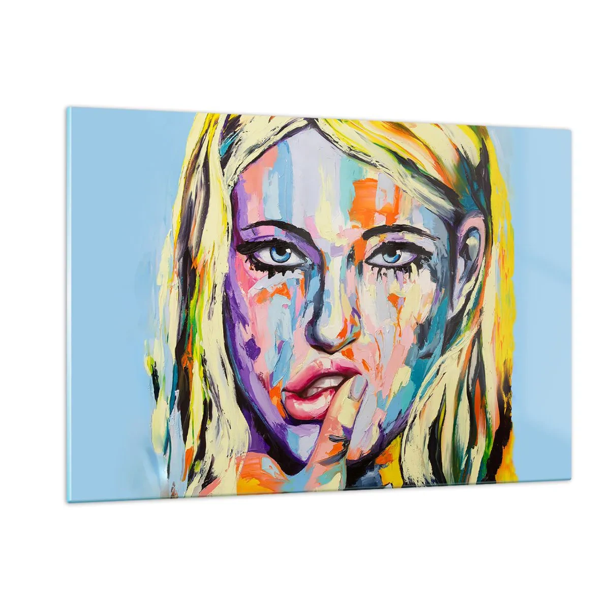 Billede på glas - Se hende lige i øjnene - 120x80 cm