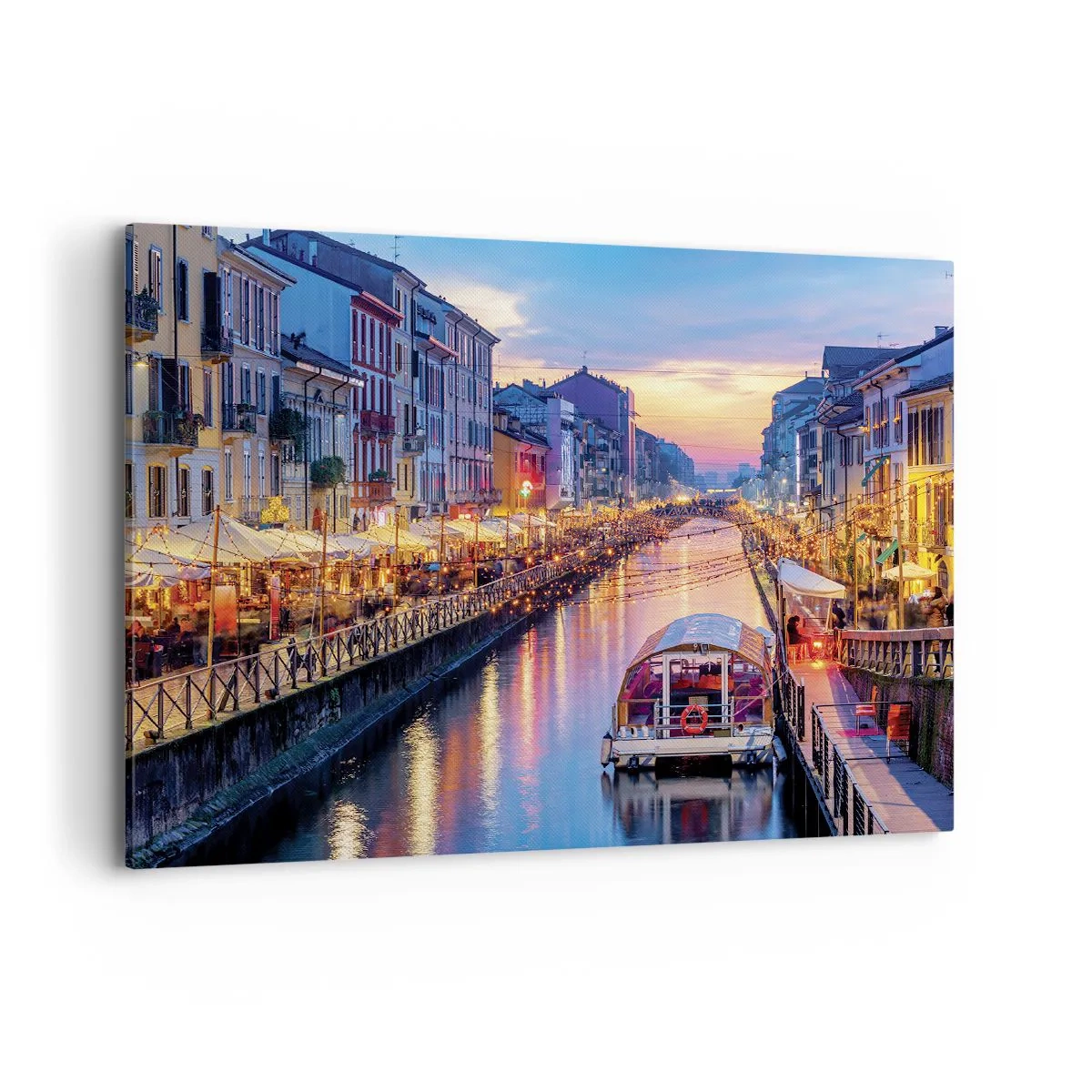 Lærredstryk - Billede på lærred - En aften med lys og sjov - 100x70 cm