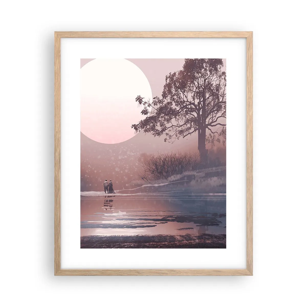 Plakat i ramme af lyst egetræ - Natlige mærkværdigheder - 40x50 cm