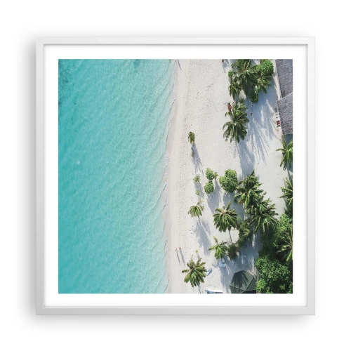 Plakat i hvid ramme - Ferie i paradis - 60x60 cm