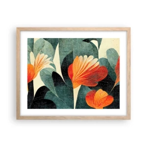 Plakat i ramme af lyst egetræ - Varmen fra troperne og køligheden fra det grønne - 50x40 cm