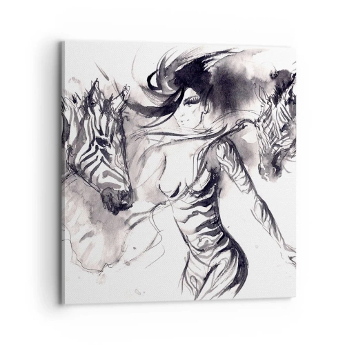 Lærredstryk - Billede på lærred - Danser med zebraer - 70x70 cm