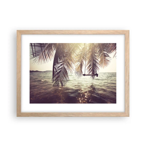 Plakat i ramme af lyst egetræ - Du kan svæve i skyerne efter behag - 40x30 cm