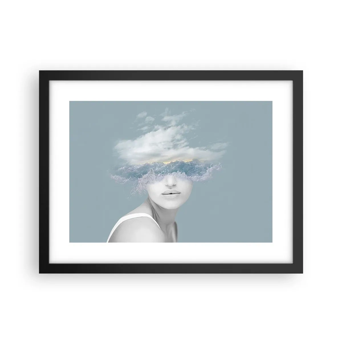 Plakat i sort ramme - Med hovedet i skyerne - 40x30 cm