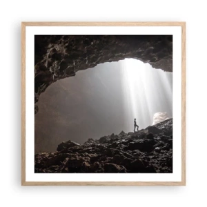 Plakat i ramme af lyst egetræ - Lysende grotte - 60x60 cm