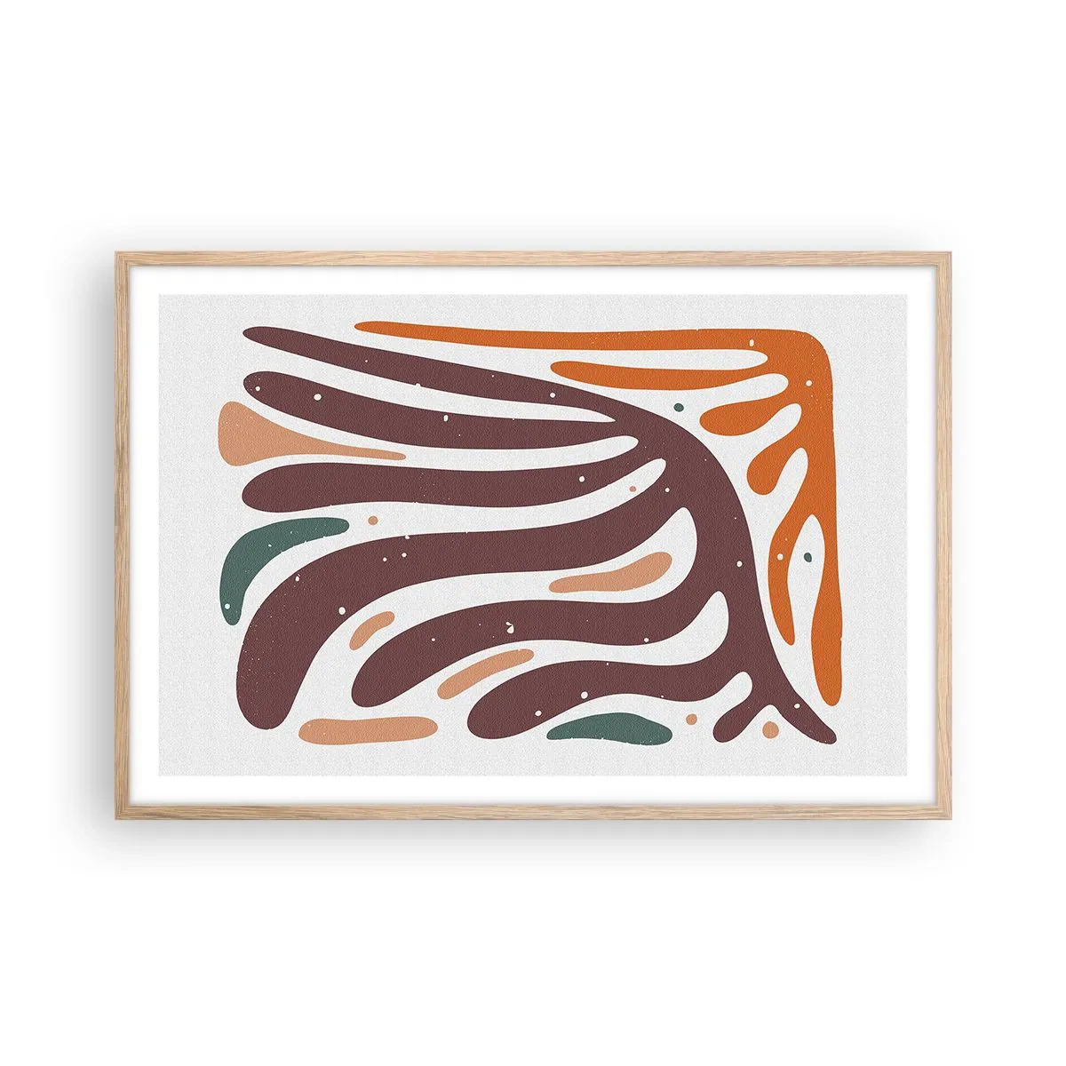Plakat i ramme af lyst egetræ - Strålende organisk komposition - 91x61 cm