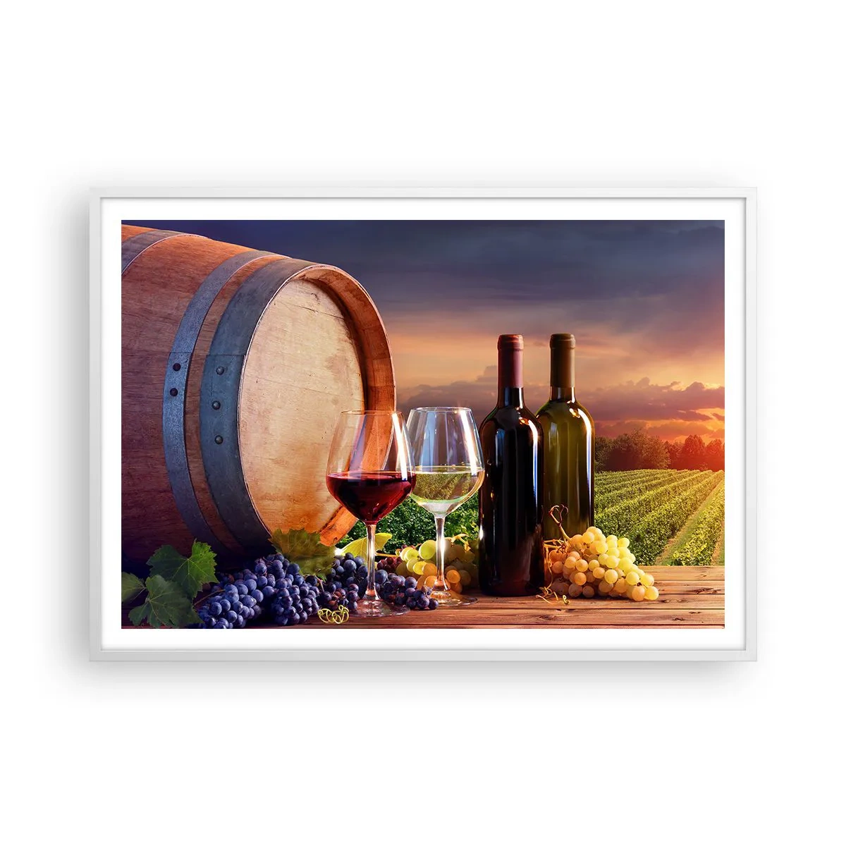 Plakat i hvid ramme - Livet har smag her - 100x70 cm