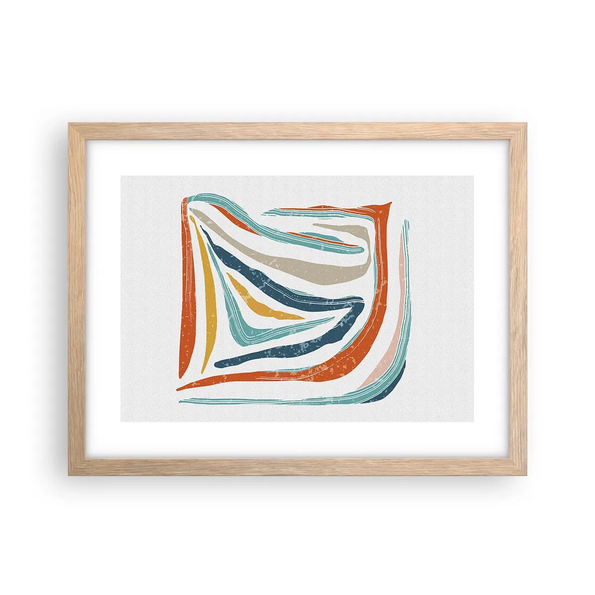 Plakat i ramme af lyst egetræ - Venligt smilende abstraktion - 40x30 cm