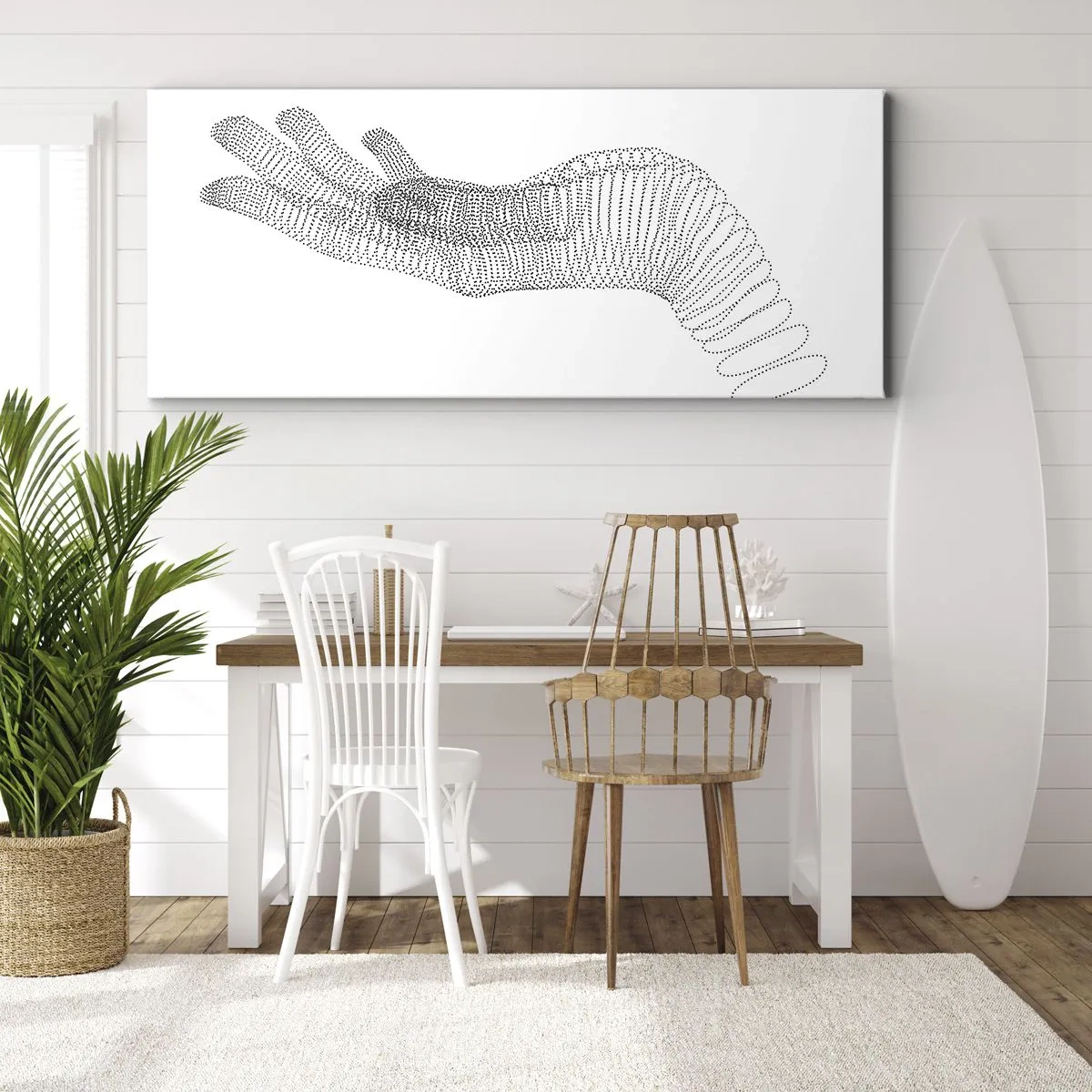 Lærredstryk - Billede på lærred - Fjedrende hånd - 100x40 cm