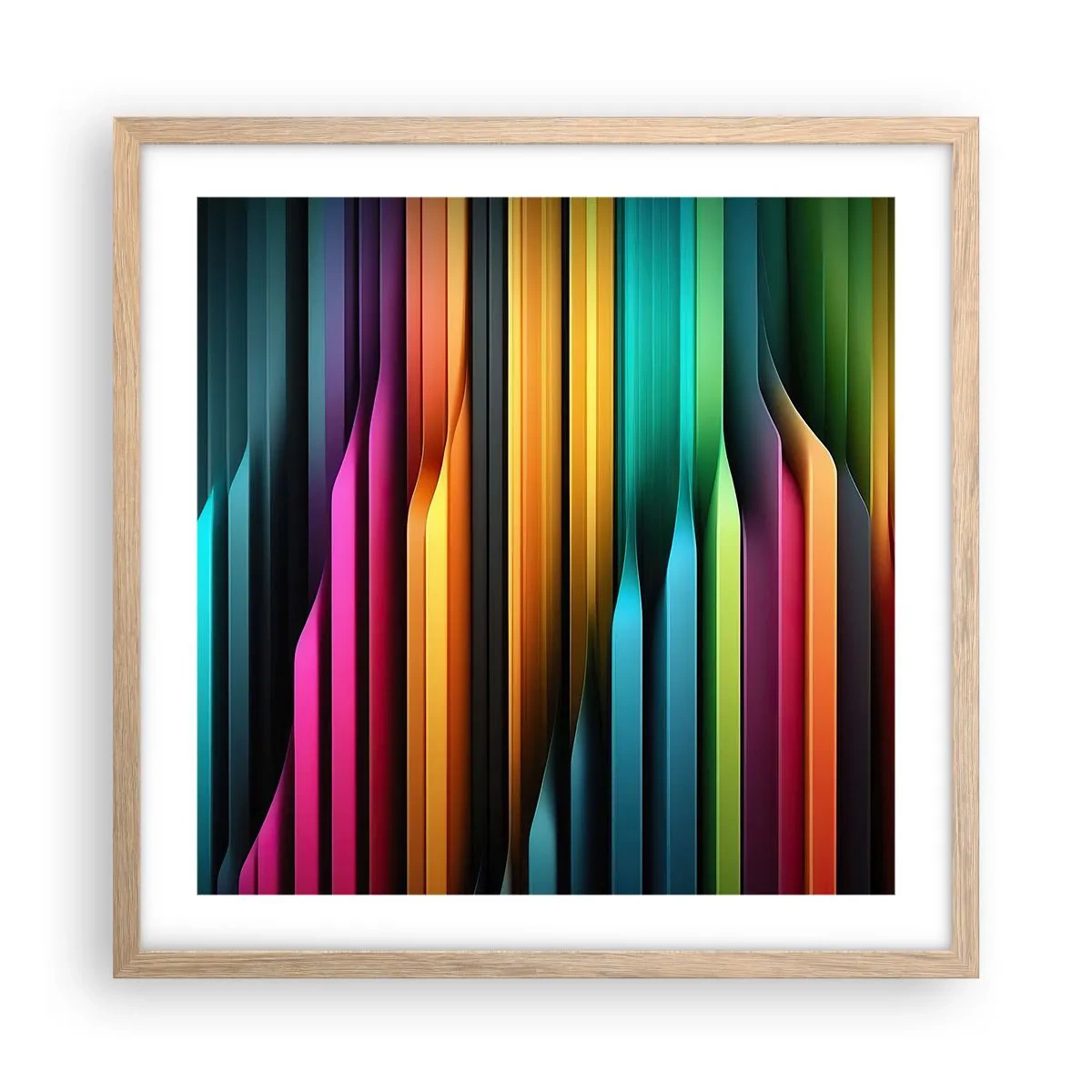 Plakat i ramme af lyst egetræ - Lysende orgel - 50x50 cm