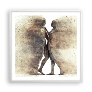 Plakat i hvid ramme - Fra støv steg de til kærlighed - 60x60 cm