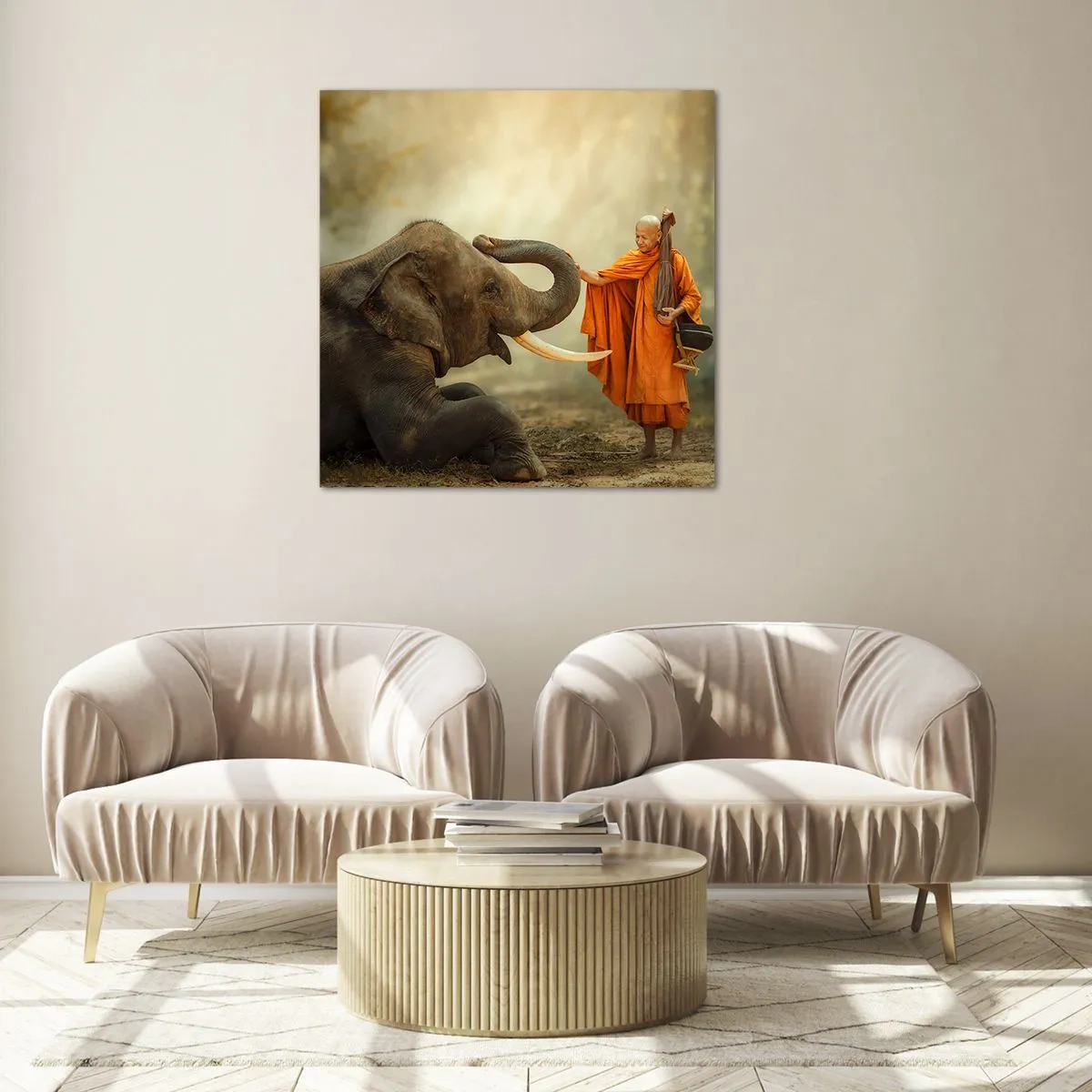 Billede på glas - Møde på ferien - 60x60 cm