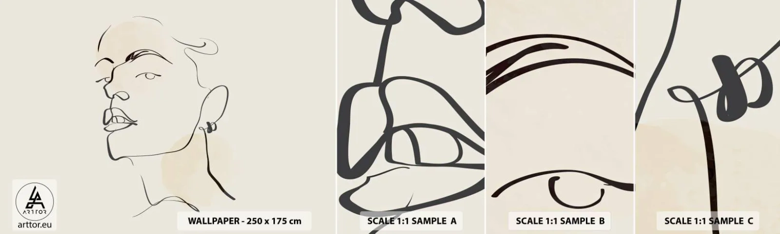 Prøve Fototapet Selvklæbende Deluxe Sticker - Et stolt blik - Kvindens ansigt, Portræt af en kvinde, Grafik - 100x30 cm