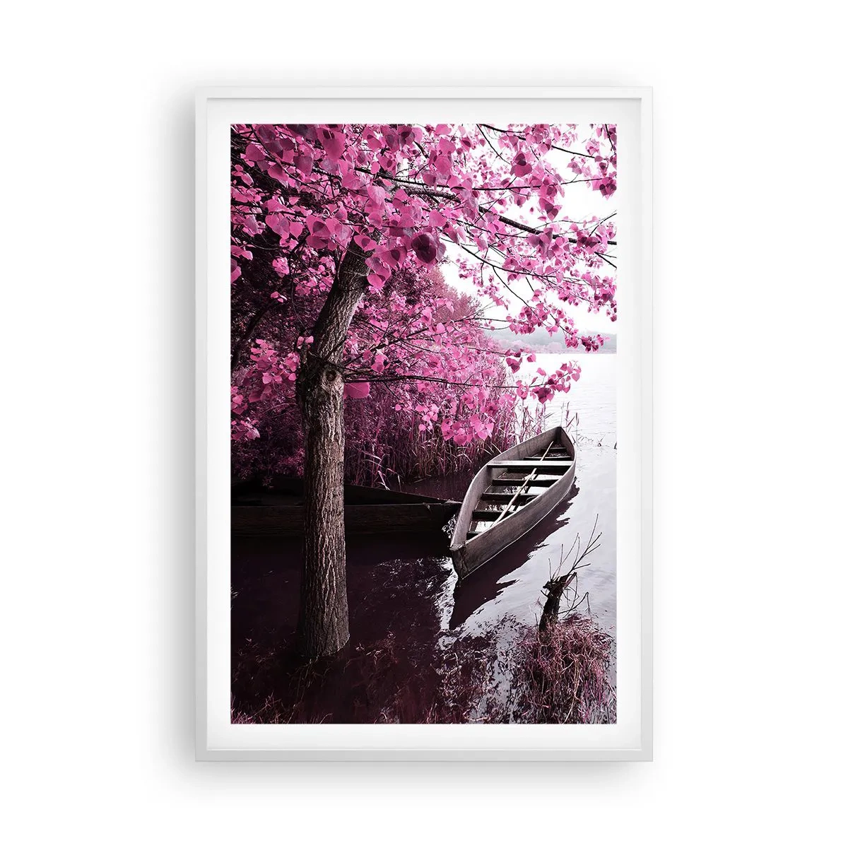 Plakat i hvid ramme - I lyserød stilhed - 61x91 cm