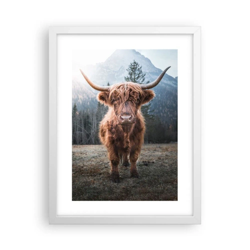 Plakat i hvid ramme - Hilsner fra en eng i bjergene - 30x40 cm