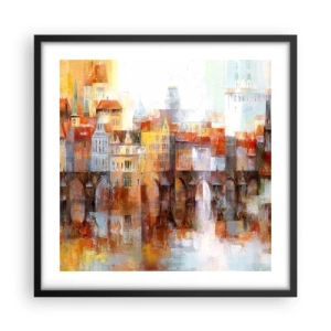 Plakat i sort ramme - Under broen også smuk - 50x50 cm