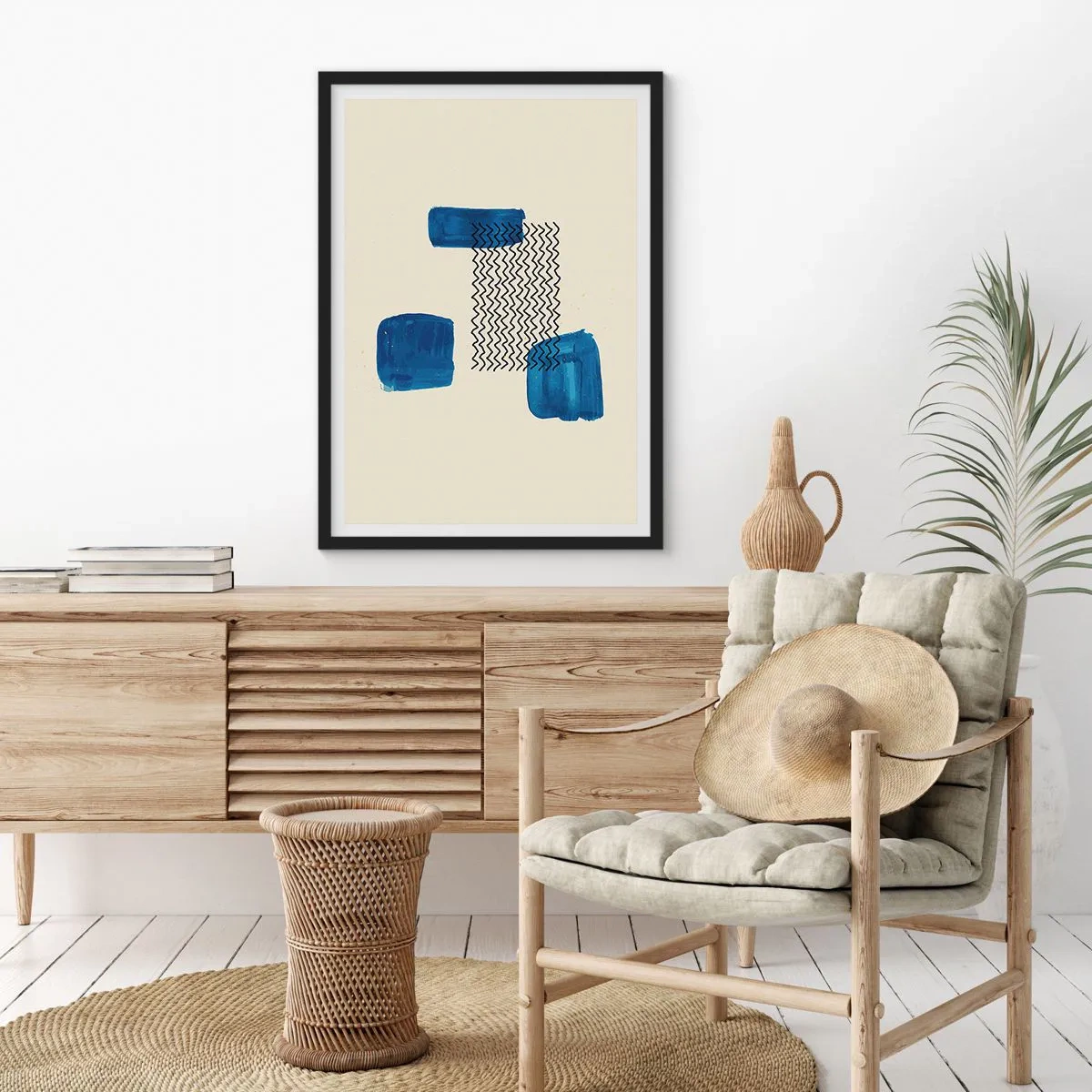 Plakat i sort ramme - Abstrakt kvartet - 70x100 cm