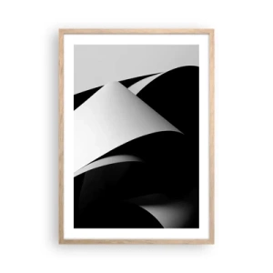 Plakat i ramme af lyst egetræ - Lysflader fra skyggernes dybder - 50x70 cm