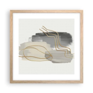 Plakat i ramme af lyst egetræ - Vedholdenhed og bevægelse - 40x40 cm