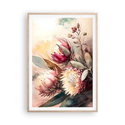 Plakat i ramme af lyst egetræ - I profil og en face - 70x100 cm