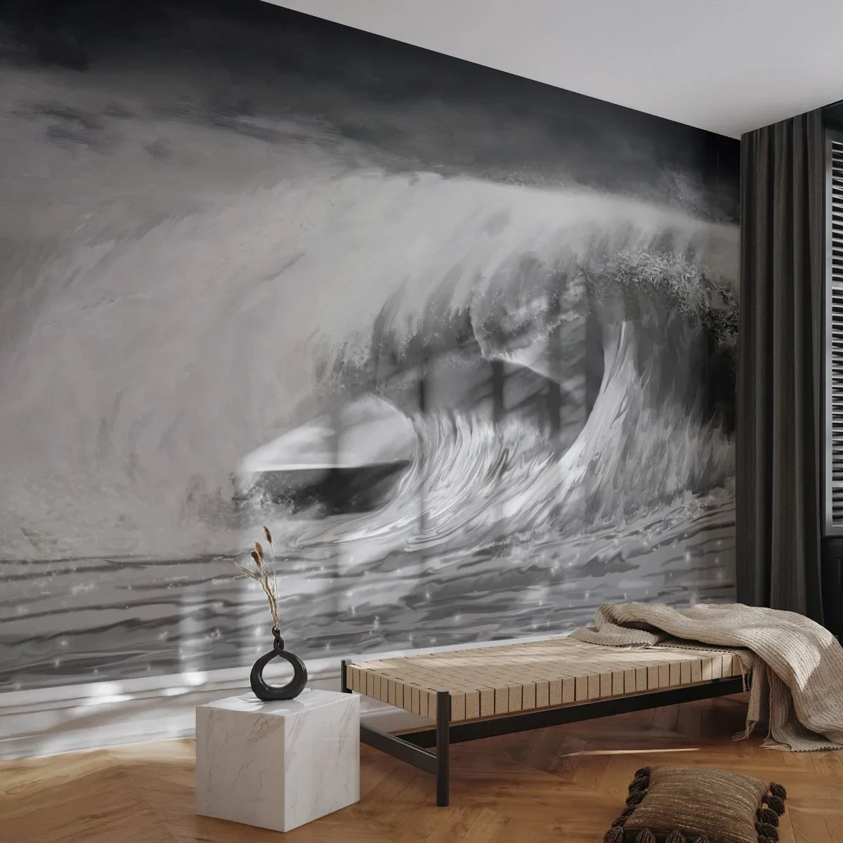 Fototapet Premium Canvas - Havets vrede - Hav, Ocean, Høj Bølge - 250x175 cm