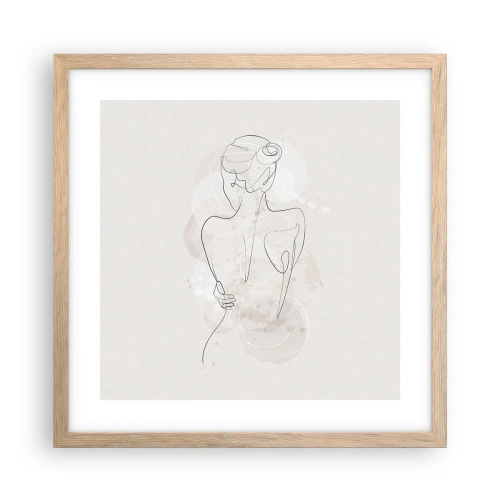 Plakat i ramme af lyst egetræ - Som et følsomt instrument - 40x40 cm