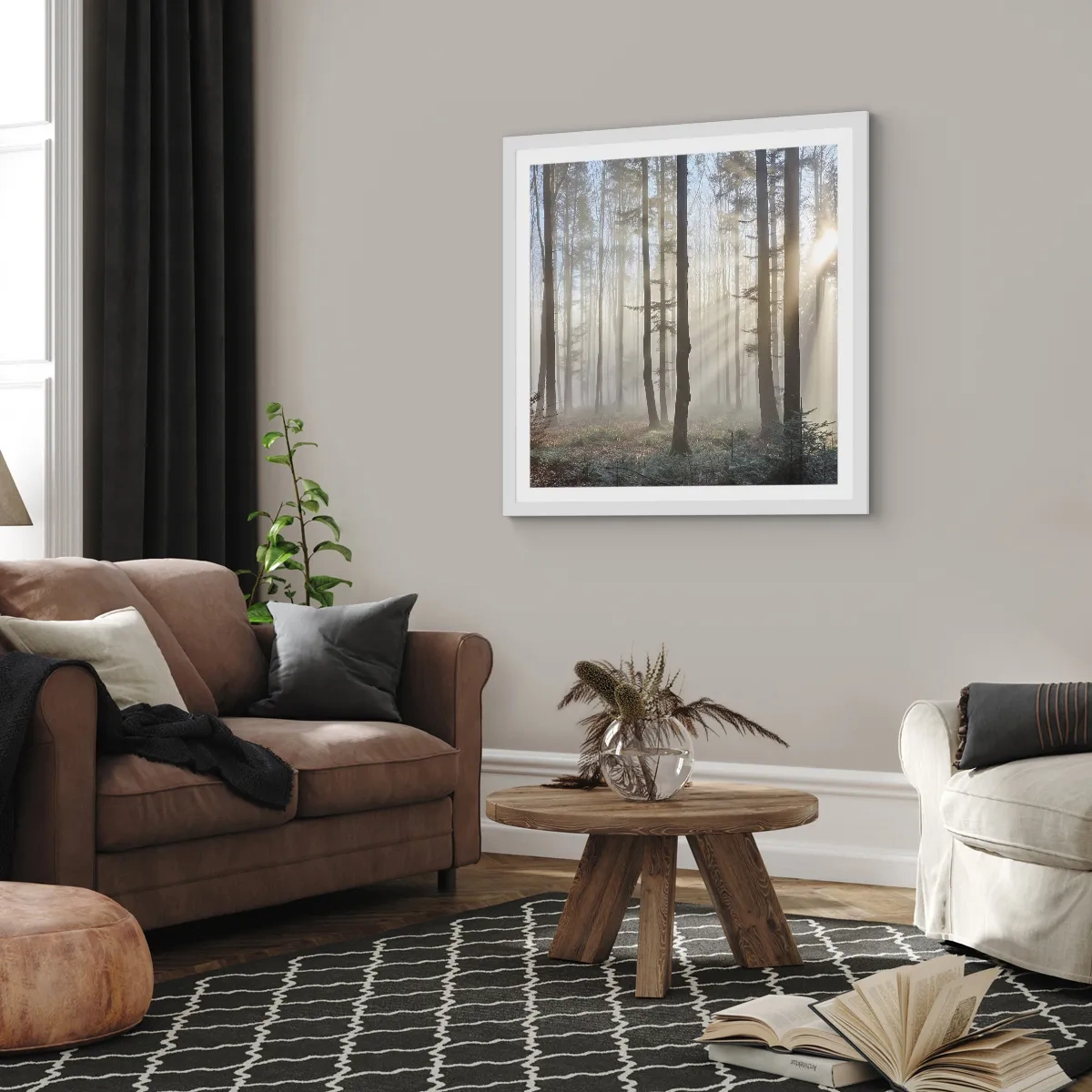 Plakat i hvid ramme - Tågen er også vågnet op - 40x40 cm