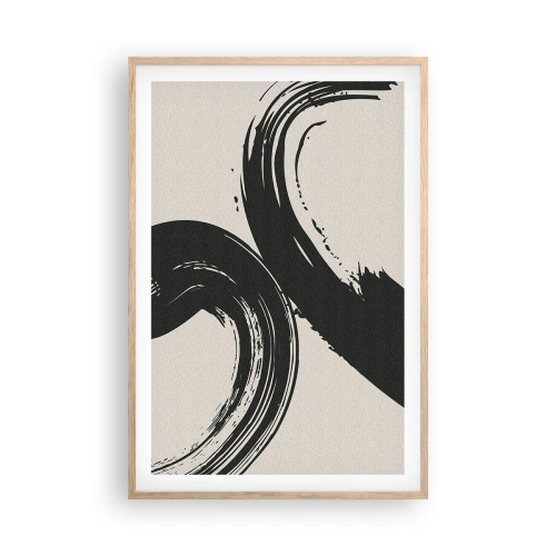 Plakat i ramme af lyst egetræ - Fejende og cirkulær - 61x91 cm
