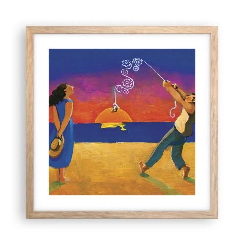 Plakat i ramme af lyst egetræ - Mere end en stjerne fra himlen - 40x40 cm