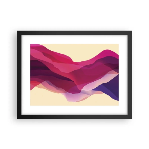 Plakat i sort ramme - Bølger i lilla - 40x30 cm