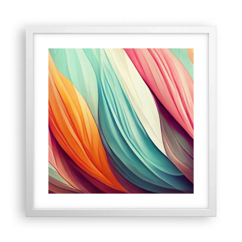 Plakat i hvid ramme - Regnbuevævning - 40x40 cm