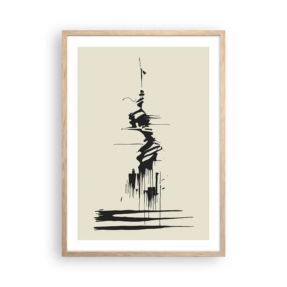 Plakat i ramme af lyst egetræ - Skyndsom abstraktion - 50x70 cm