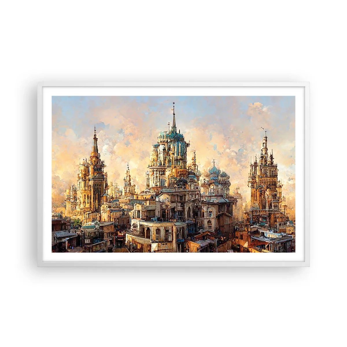 Plakat i hvid ramme - En by af byer - 91x61 cm